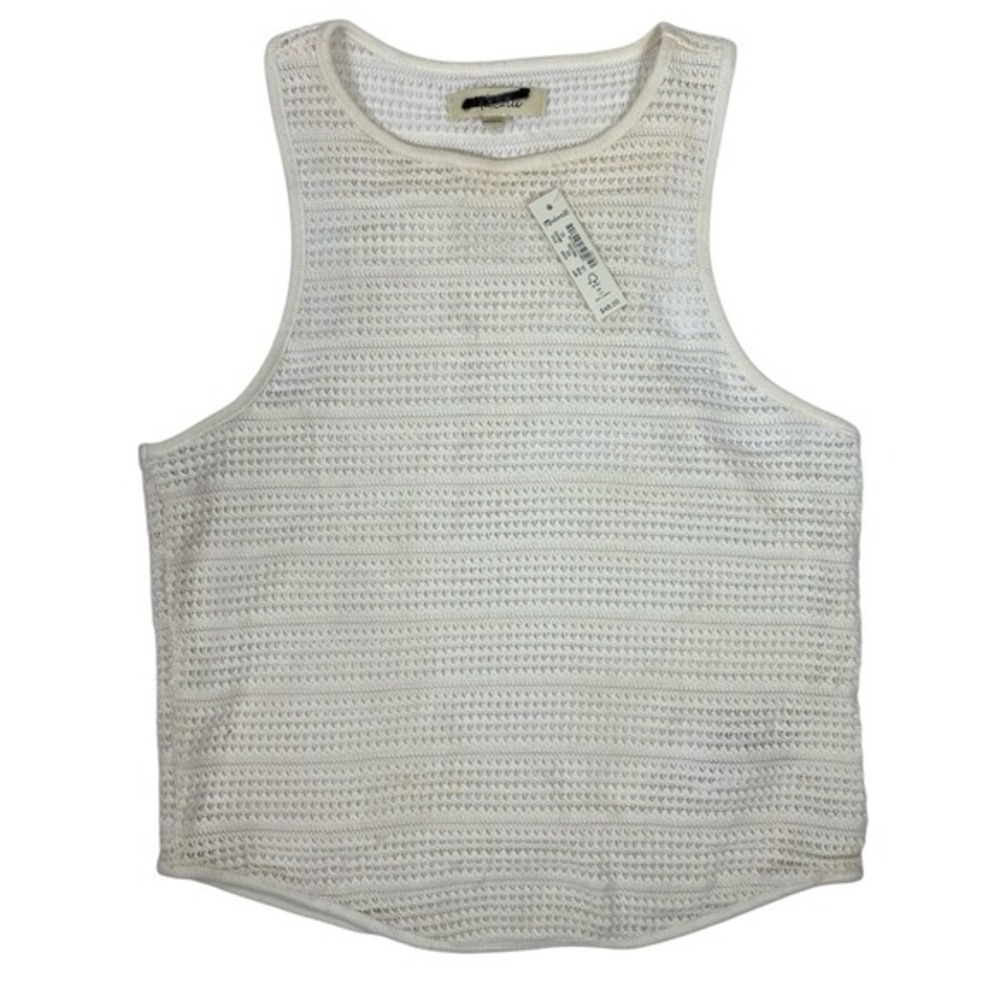 Madewell Knit Cutaway Womans Tank Top Sz XS Ivory Cotton Layering Preppy NWT